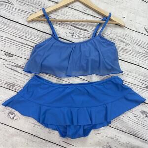 Red Camel blue ruffle bikini with skirt